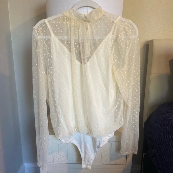 Free People sheer polka dot body suit with underneath  tank large NWOT - Picture 2 of 7